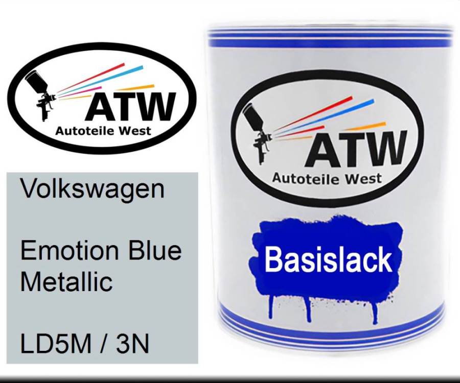 Volkswagen, Emotion Blue Metallic, LD5M / 3N: 1L Lackdose, von ATW Autoteile West.